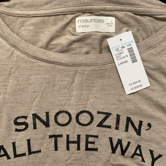 Maurices Beige Snoozin' Graphic Pajama Dress - Picture 3 of 3